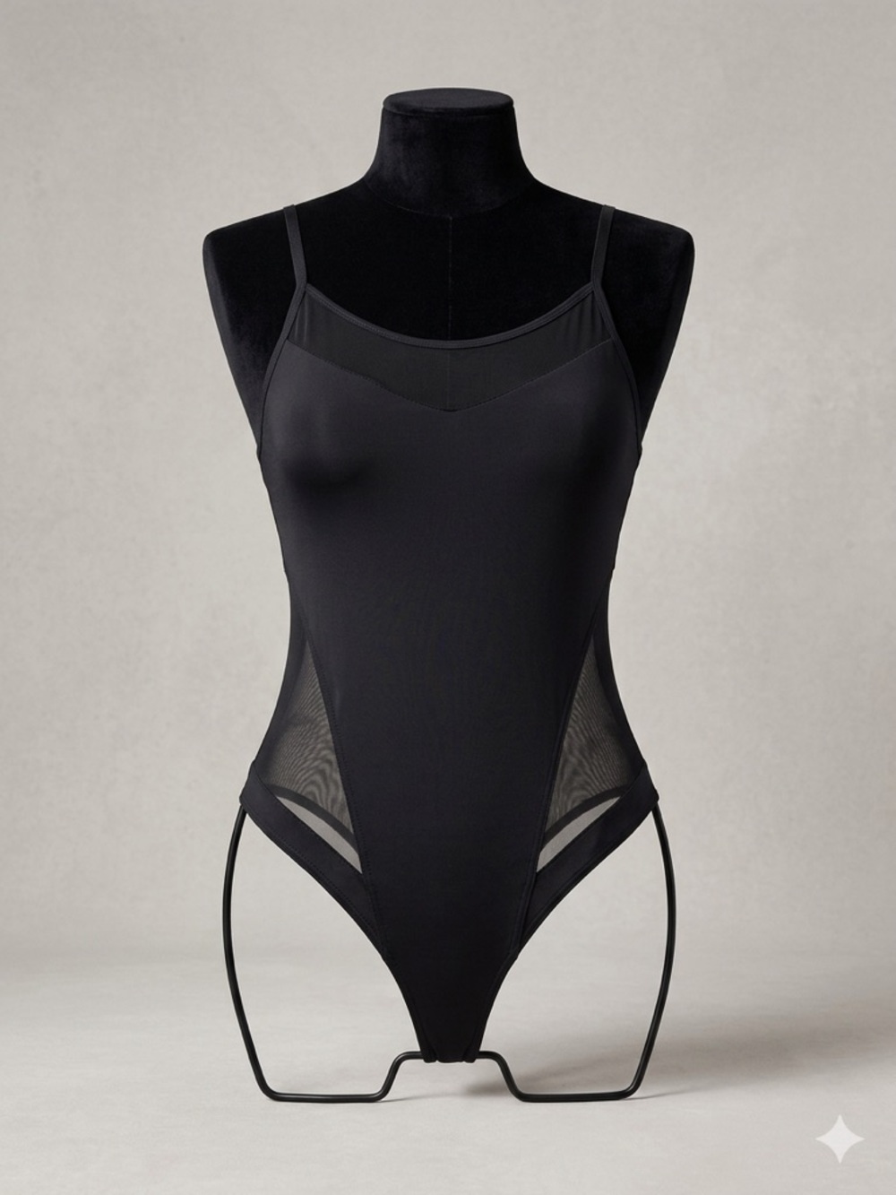 Sleek Black Mesh-Panel Bodysuit new with tags. Large
